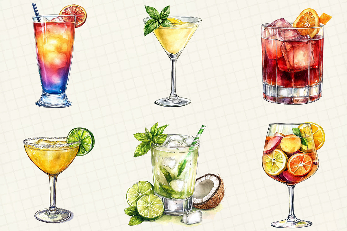 Watercolor Summer Drinks Clipart, an Illustration by OK Design (Photo 5 of 5)