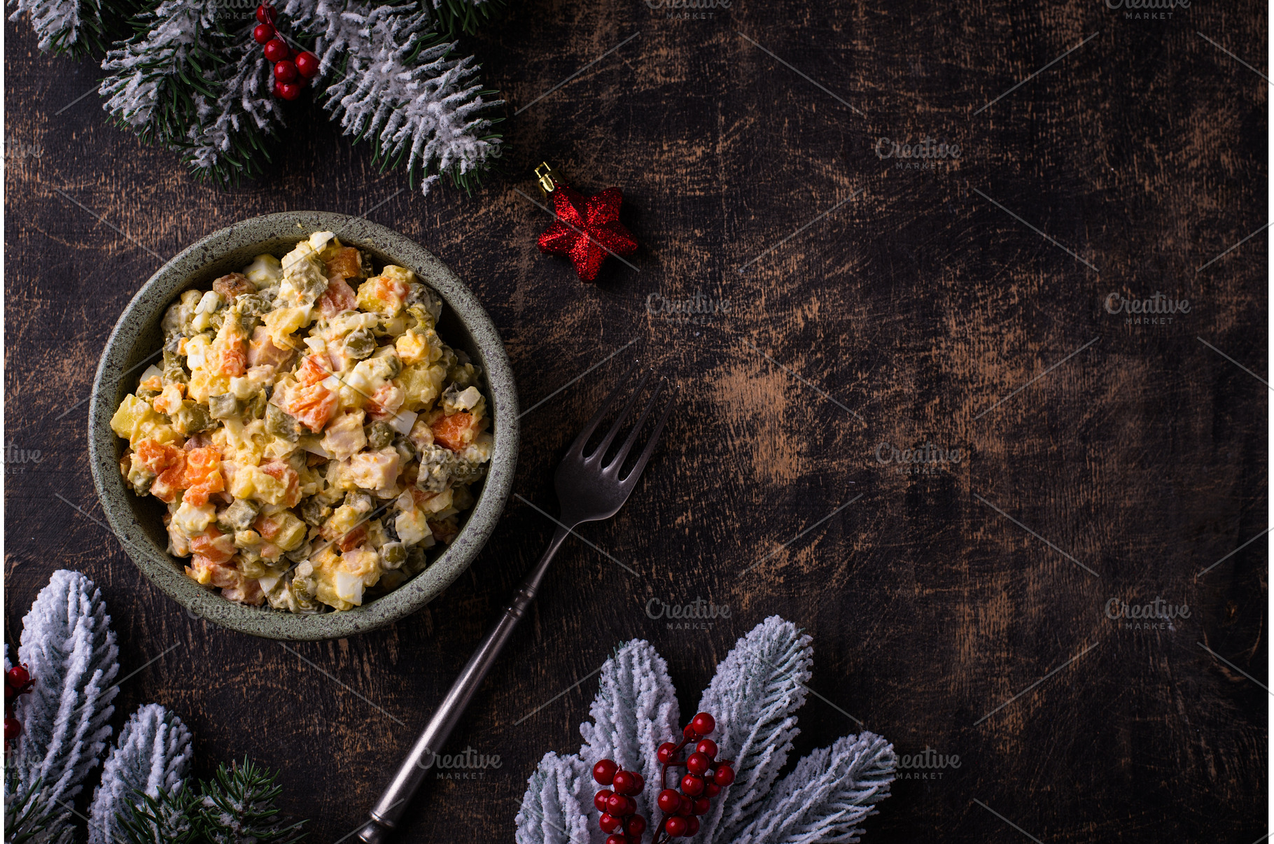Traditional New year russian salad, a Food & Drink Photo by Yulia Furman