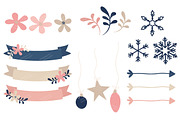 Navy & Pink Floral Christmas Wreath, an Illustration by Amanda Ilkov (Thumbnail 4 of 5)