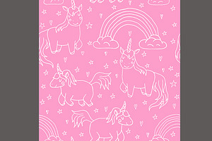 Big Set: Kawaii Unicorn Pattern