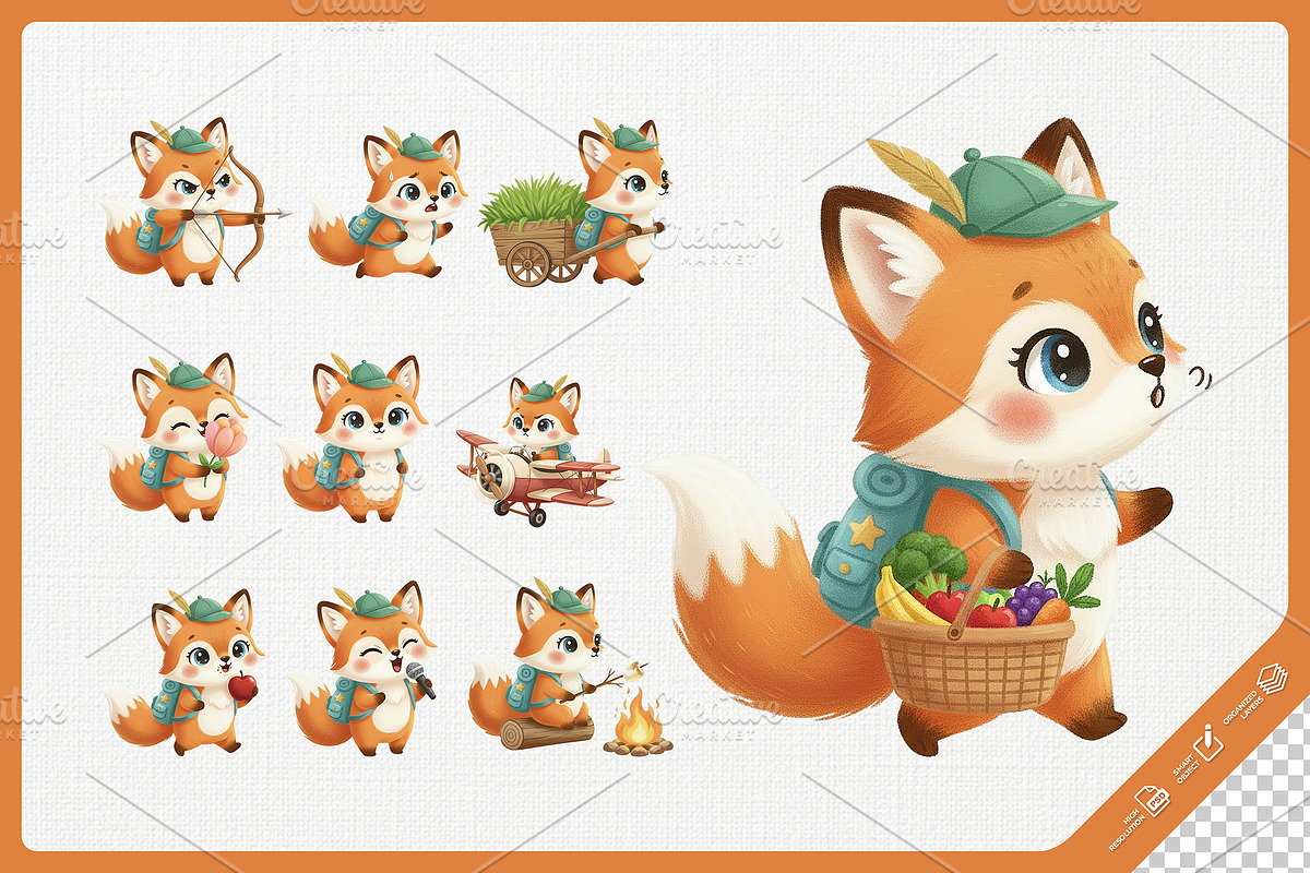 Playful Little Fox Cute Character, an Animal Illustration by Gohsantosa (Photo 3 of 4)