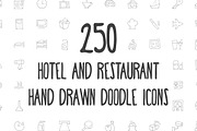 250 Hotel and Restaurant Doodle Icon, an Outline Icon by Creative Stall (Thumbnail 1 of 4)