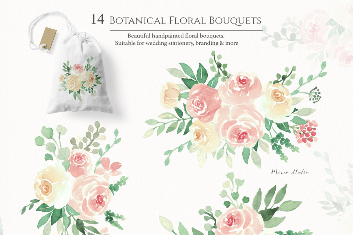 Blush Florals & Greenery Leaves, a Decorative Illustration by Momo Studio (Photo 2 of 15)