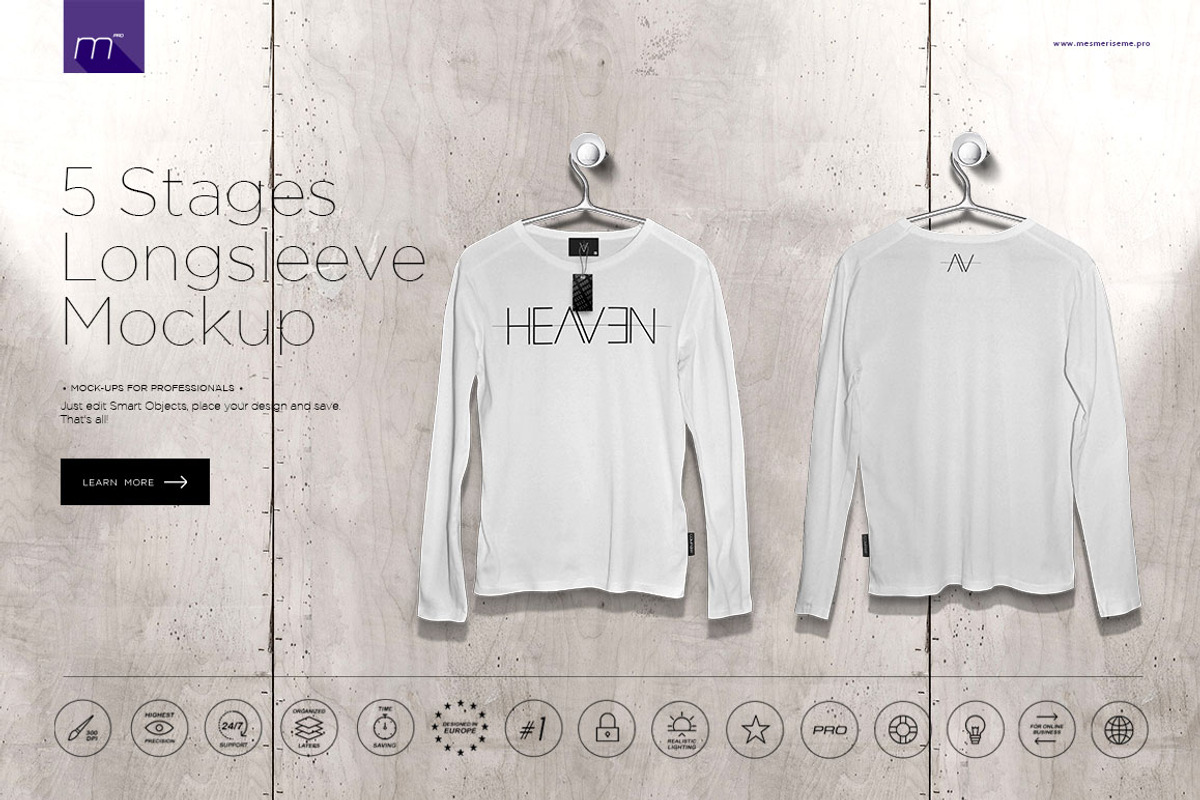 Longsleeve On 5 Stages Mock-up, a Hoody Mockup by Mocca Mockups Store (Photo 1 of 72)