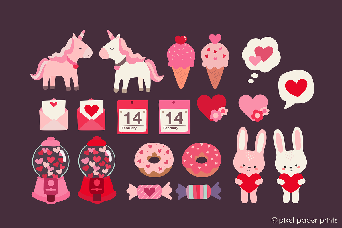 Cute little Valentine's Day Clipart, an Object Graphic by PixelPaperPrints (Photo 2 of 9)