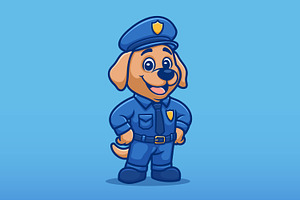 Happy Dog Police Officer Cartoon Mas, an Animal Illustration by Gumrega Studio