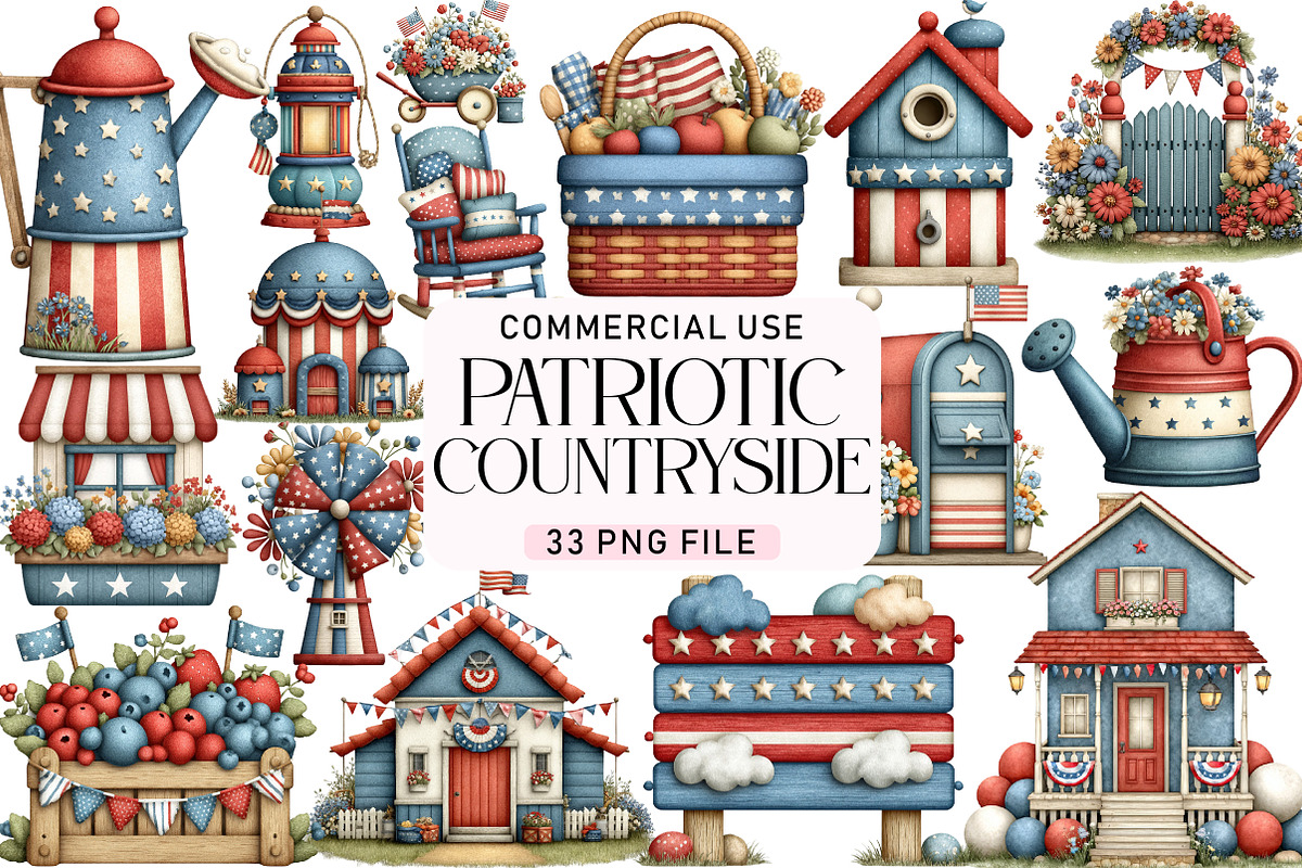 4th of July Countryside Clipart, a Seasonal Illustration by Daily.Designs (Photo 1 of 5)