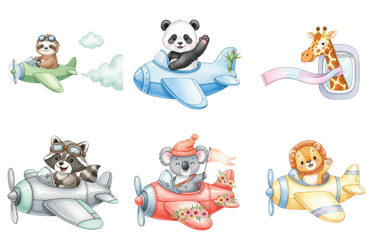 Airplane Watercolor Clipart png, an Illustration by Watercolor design (Photo 3 of 4)