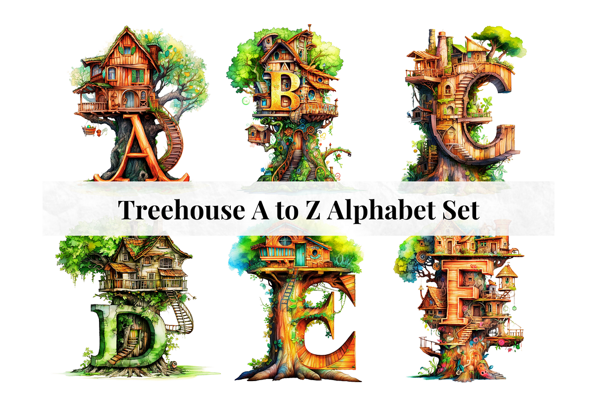 Treehouse Alphabet Letters, a Decorative Illustration by Creative Art ...