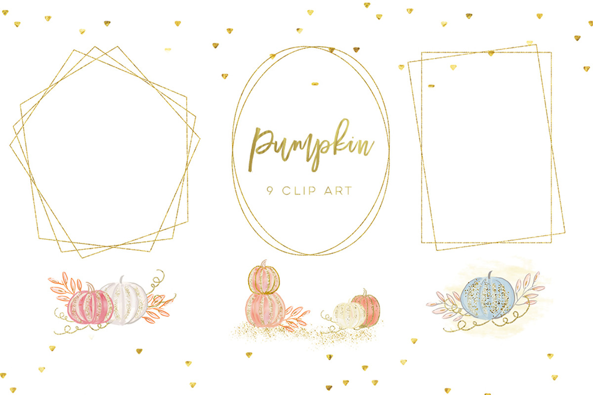 Pumpkin Gold watercolor clipart, an Illustration by Sunflower Day Love (Photo 3 of 4)