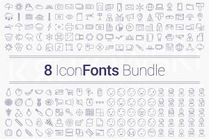 200 Icons in 8 Fonts - Bundle, a Symbol Font by Krukowski Graphics