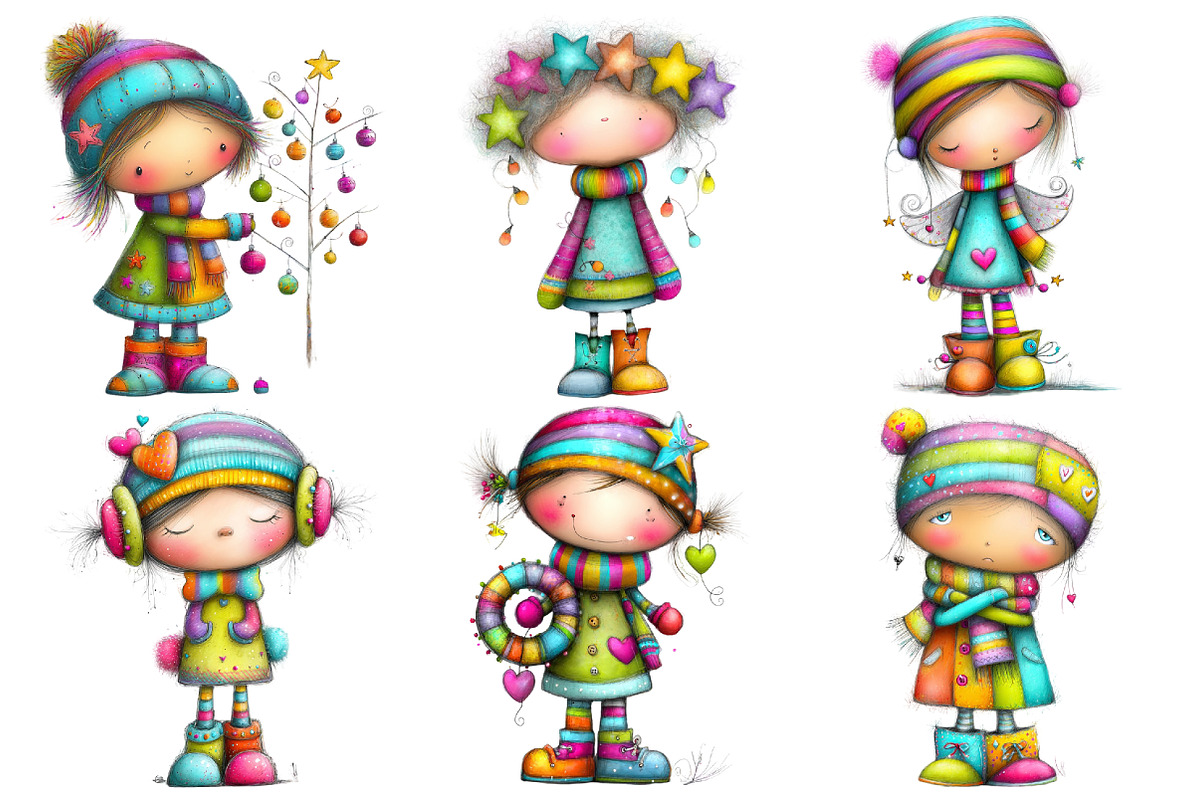 Whimsical Cute Christmas Girl PNG, an Illustration by Pixels.Craft (Photo 6 of 6)