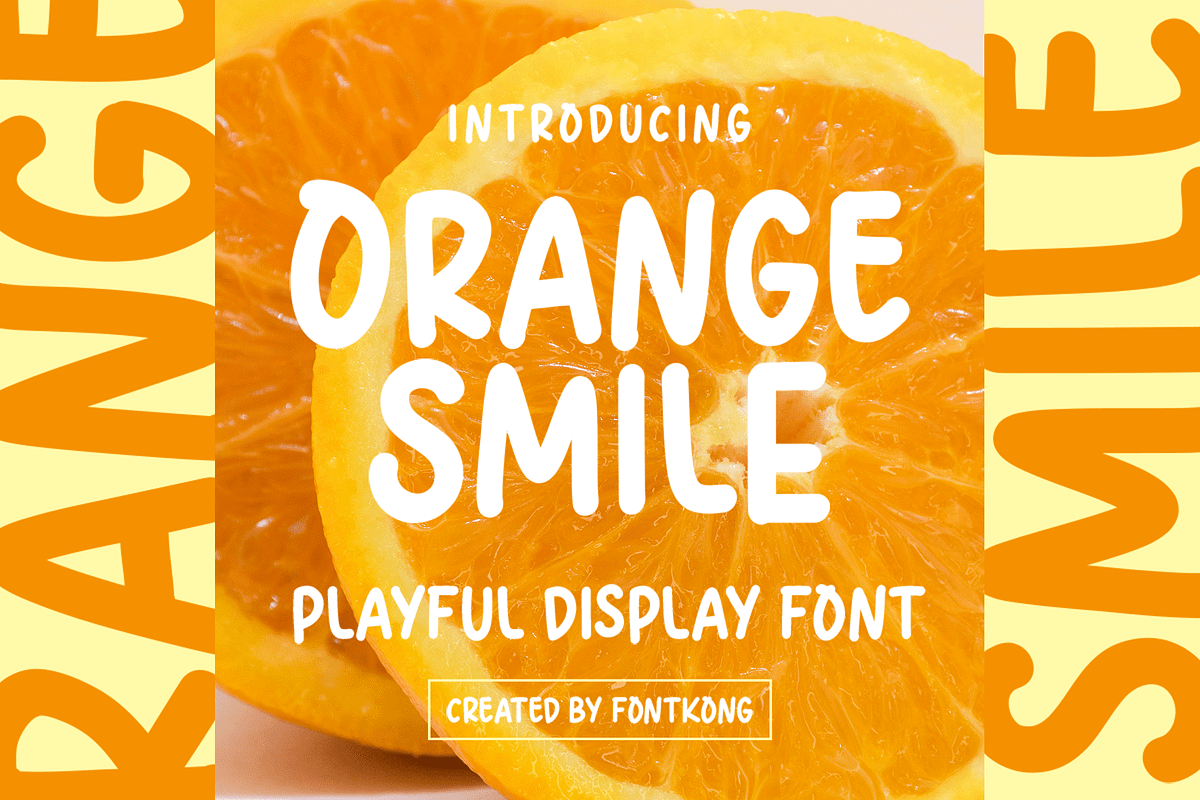Orange Smile – Playful Display Font, a Sans Serif Font by overlaytemplates (Photo 1 of 5)