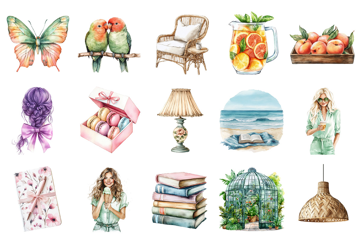 Peach Blush Summer Planner Clipart, an Illustration by Design Market (Photo 3 of 5)