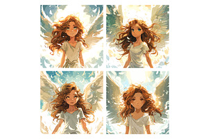 Anime Angel In Heaven Concept. Woman