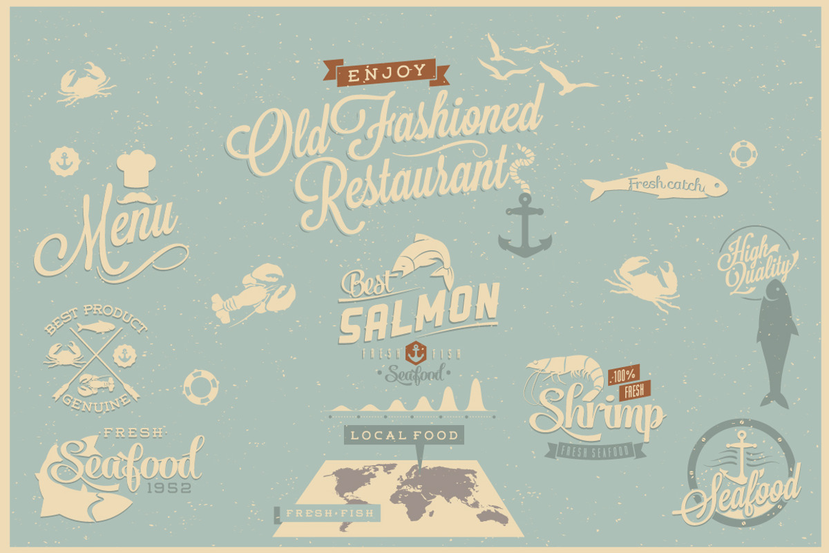 Seafood labels, a Food Illustration by Noka Studio (Photo 3 of 3)