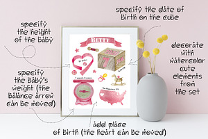 Watercolor Baby Girl Clipart