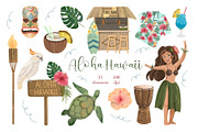 Aloha Hawaii Clipart, Luau party, an Object Illustration by ArtGiftsStudio (Thumbnail 1 of 4)