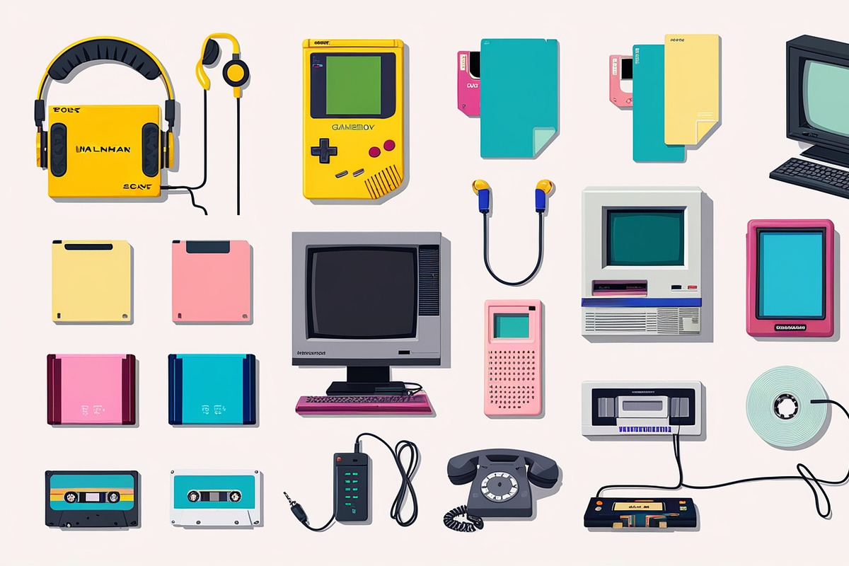 24 PNG 90s Retro Tech Icons Pack, a Background Graphic by adenpinkstore (Photo 4 of 6)