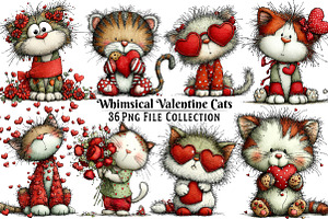 Whimsical Valentine's Cat Clipart, an Illustration by Dream Creation