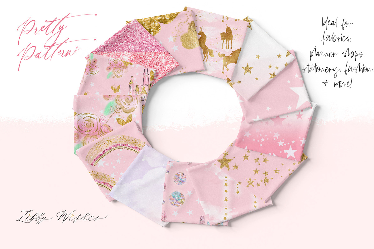 Unicorn patterns in Pink, a Pattern Graphic by Libby Wishes (Photo 10 of 10)