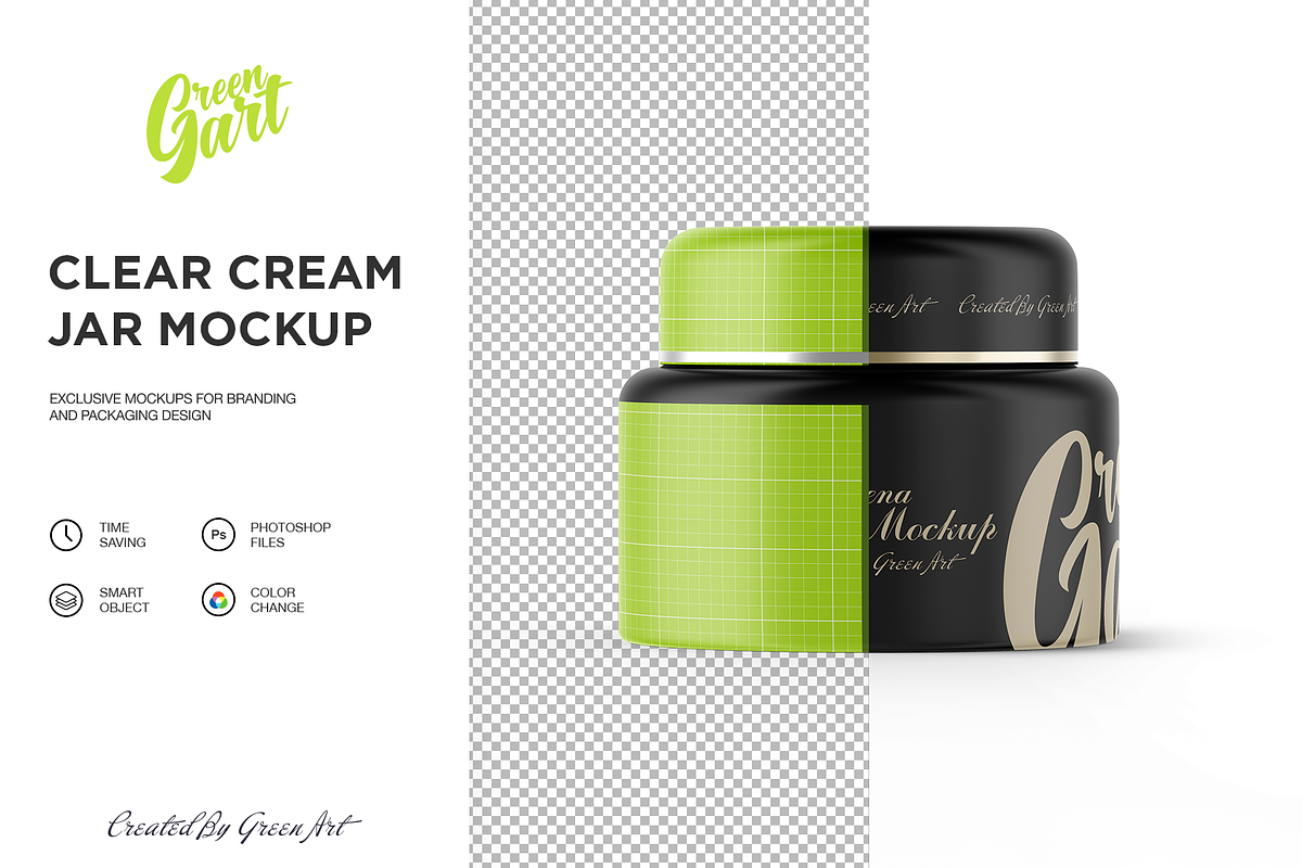 3 PSD Clear Cream Jar Mockup, a Product Mockup by Green Art (Photo 6 of 12)