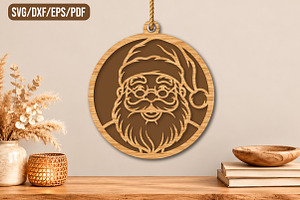 Santa Claus Face Christmas Laser Cut