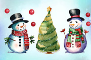 Cute Christmas Snowman Clipart, a Seasonal Illustration by Craft Nest (Thumbnail 5 of 5)