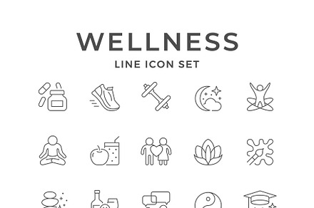 Set line icons of wellness, an Outline Icon by motorama
