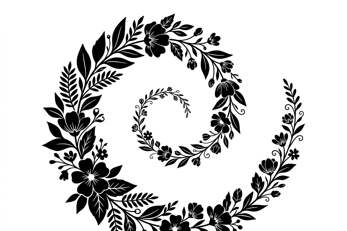 50 Elegant Floral Leaf Spiral Frame, a Decorative Illustration by Amazin_art (Photo 16 of 25)