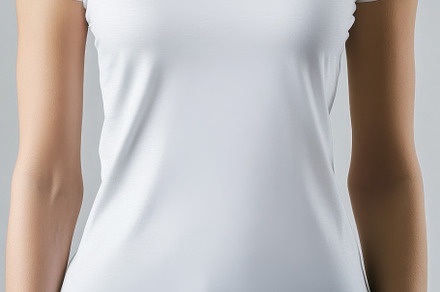 Simple white t-shirt on model, a Photo by Beautiful things