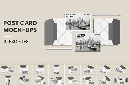 Postcard with Envelope Mockups