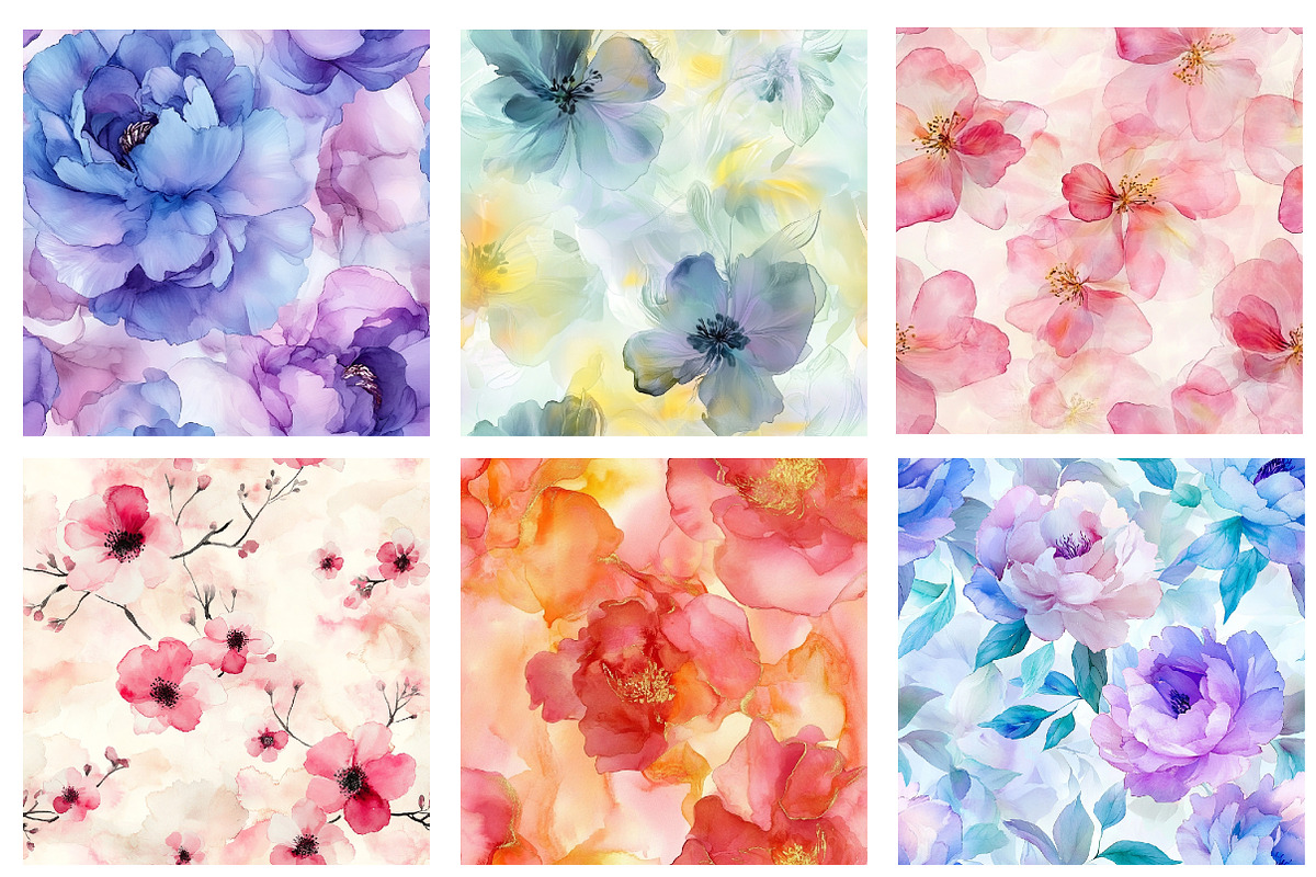 Floral Alcohol Ink Patterns, a Pattern Graphic by Design Market (Photo 2 of 4)