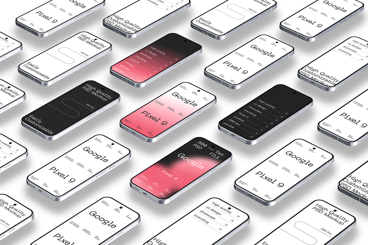 Pixel 9 Smartphone Mockup, a Device Mockup by Mockupdaddy (Photo 24 of 37)