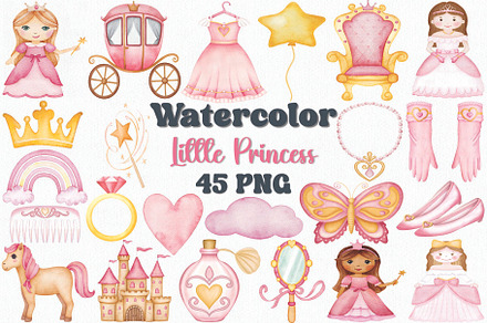 Watercolor Little Princess Clipart