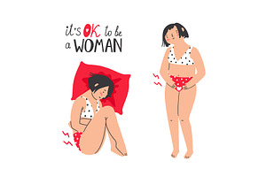 Woman period pain, female first, a Healthcare Illustration by Stock-Smart-Start
