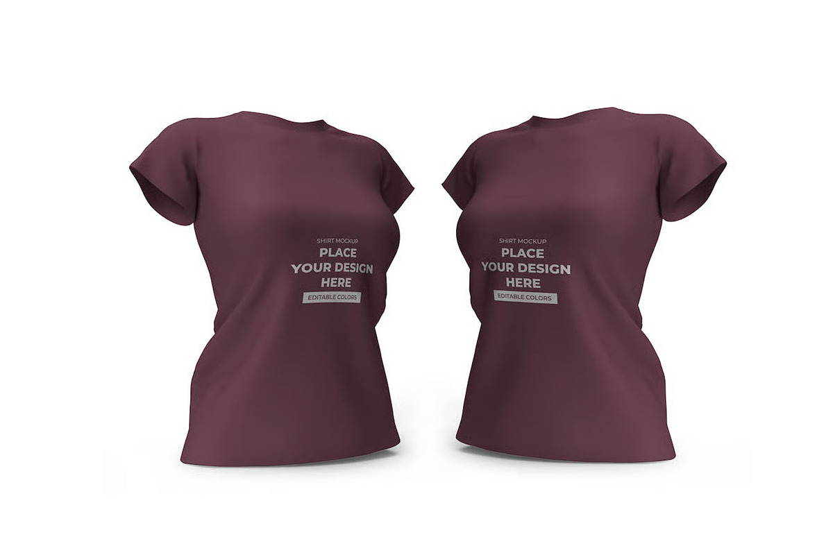 Woman Shirt Mockup Template Set, a Shirt Mockup by DesignRushMarket (Photo 3 of 11)
