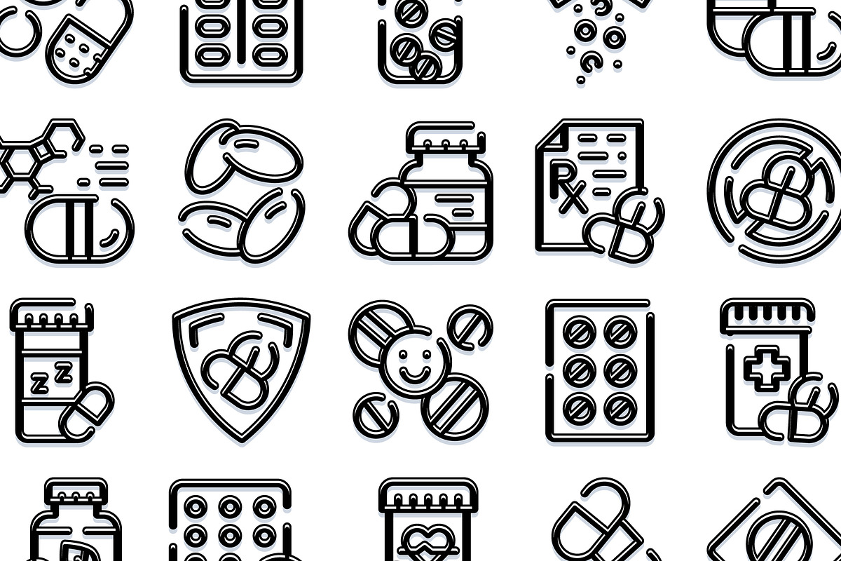 Medicine pills and drugs outline, an Object Graphic by pikepicture (Photo 3 of 3)