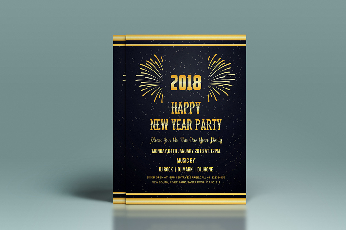 Happy New Year 2018 Invitations, a Card Template by Madhabi Studio (Photo 5 of 5)
