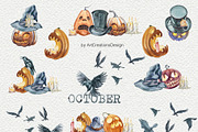 Watercolor October Clipart Set, an Illustration by ArtCreationsDesign (Thumbnail 5 of 10)