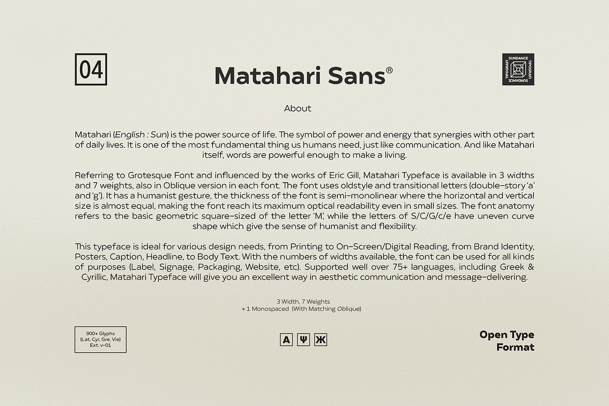 Matahari Sans - Font Family, a Sans Serif Font by Sundance Tipografia (Photo 4 of 22)