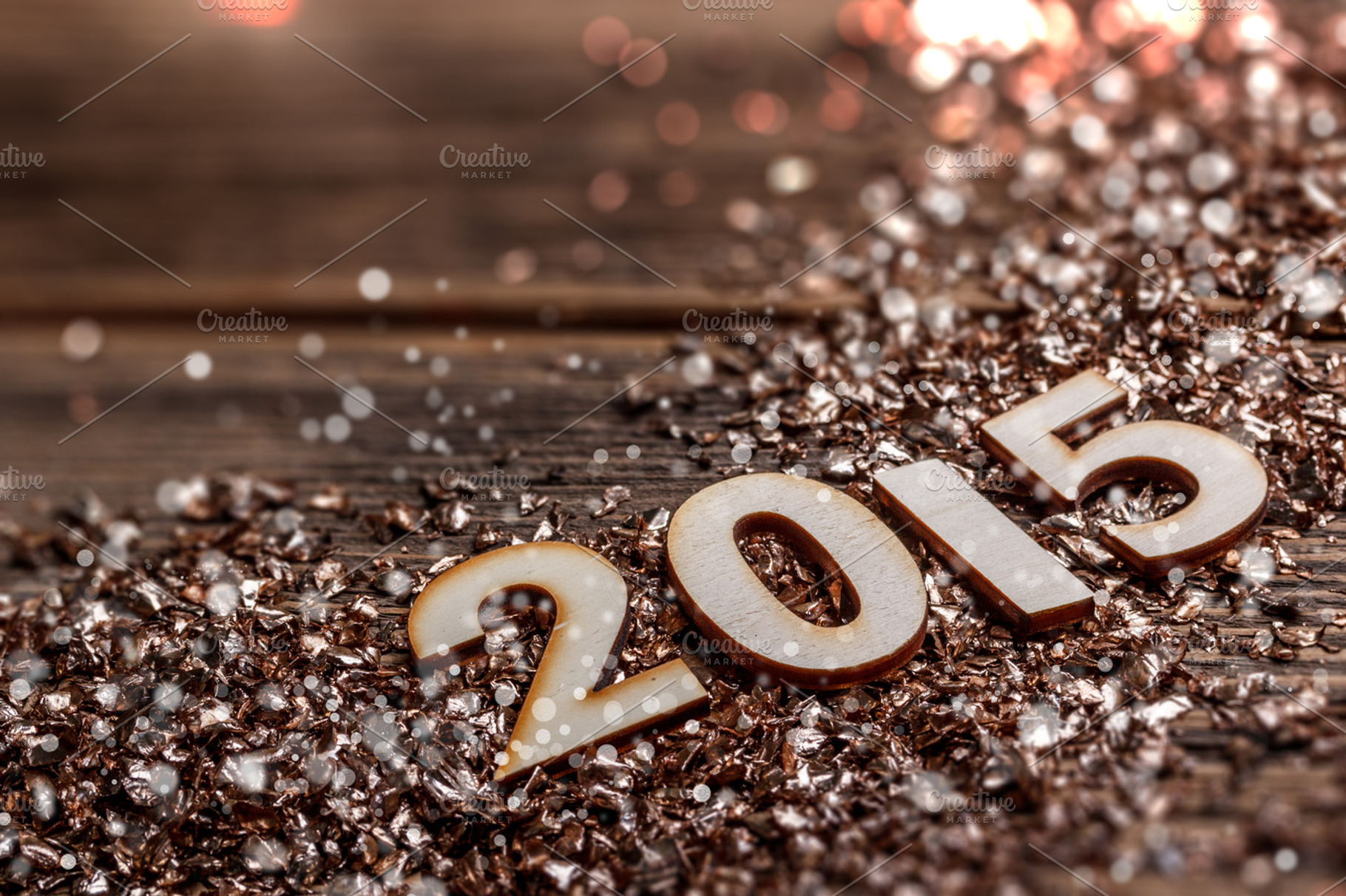 Wooden Numbers Containing 2015 Card And Celebration