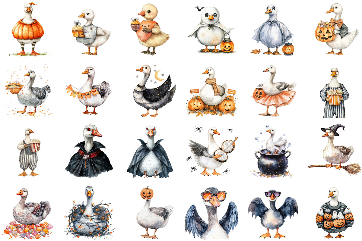 Retro Halloween Goose PNG Clipart Bu, an Illustration by Sublimation Artist (Photo 2 of 6)