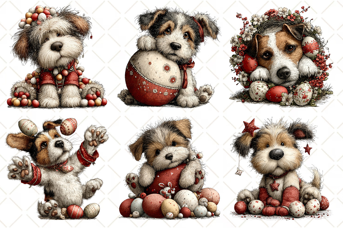 Whimsical Easter Dog Clipart, an Illustration by Black Bird Studio (Photo 2 of 6)