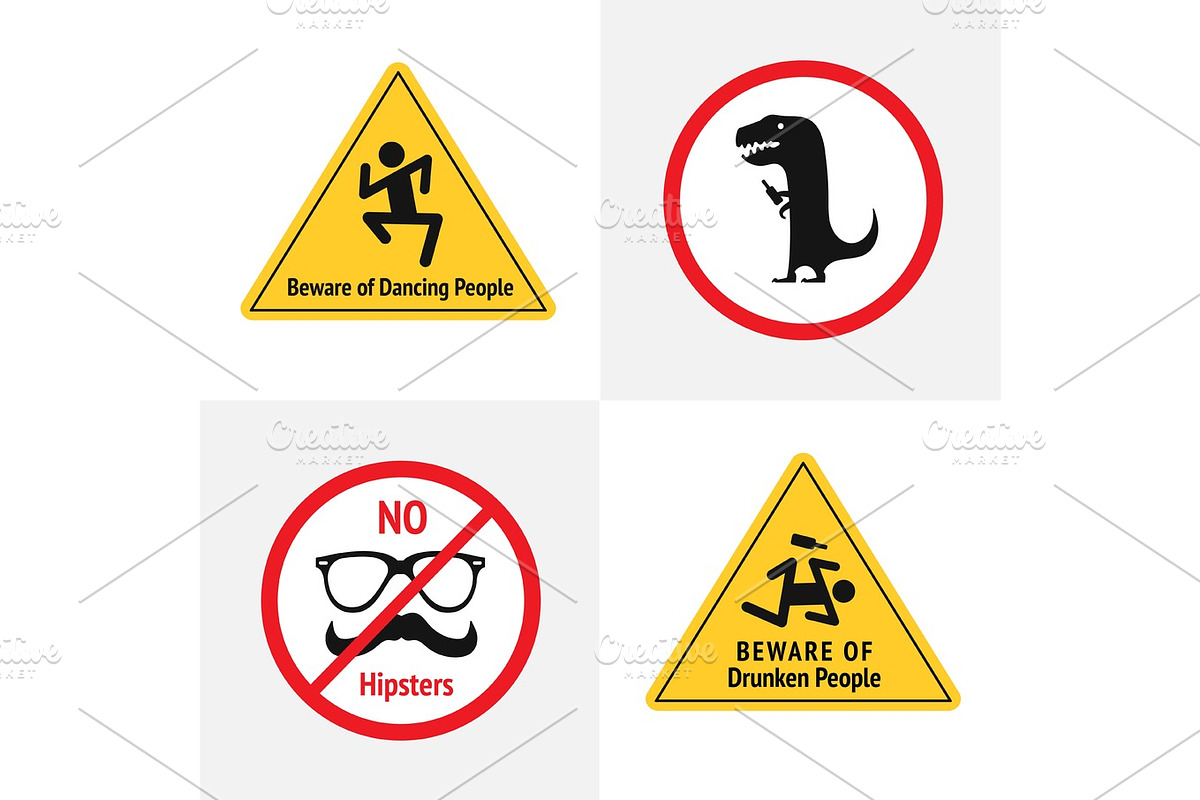 Vector set of the funny road signs, a Food Illustration by Di Bronzino
