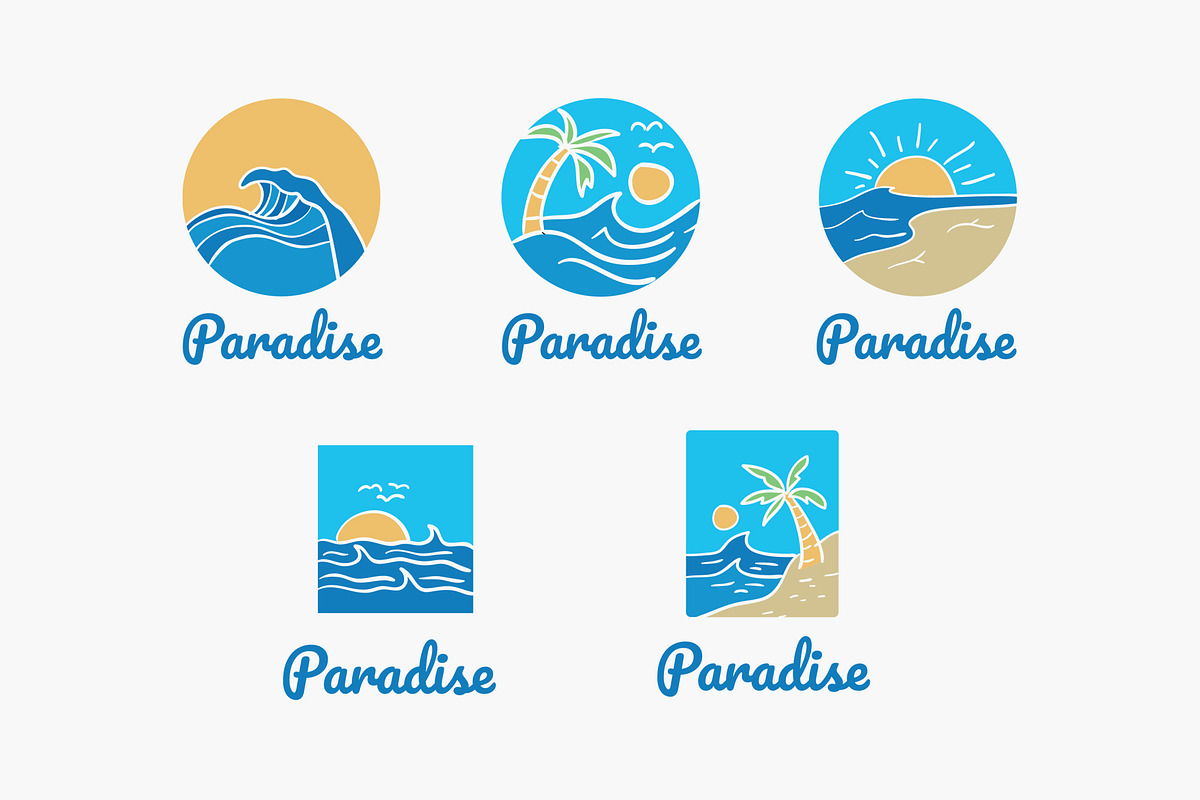 Hand drawn beach logo collection, a Branding & Logo Template by Medianeka (Photo 1 of 5)