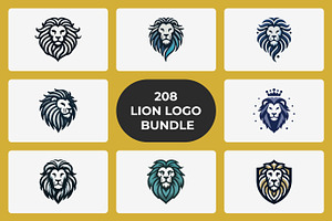 Modern Lion Mascot Logo Bundle, a Branding & Logo Template by Vectorium Studio