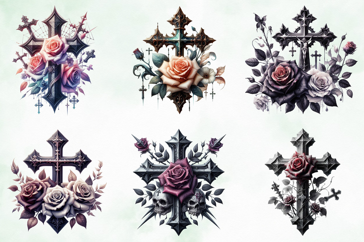 Halloween Gothic Cross and Rose, an Illustration by Creative Art (Photo 4 of 4)
