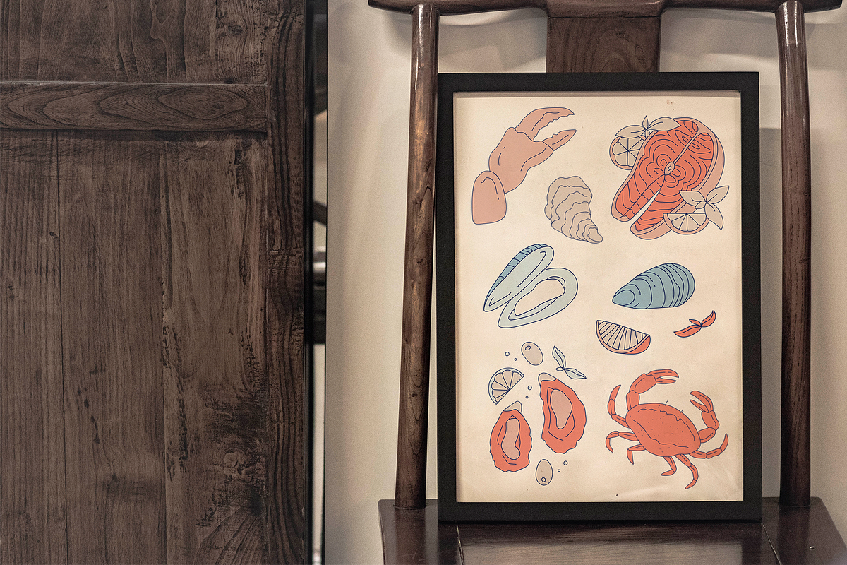 Seafood illustrations Set, a Food Illustration by Vasylyka (Photo 4 of 8)