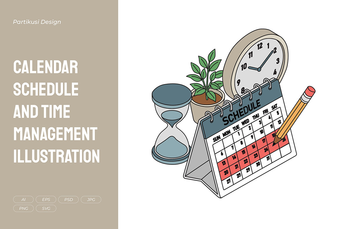 Calendar Schedule & Time Management, an Object Illustration by Partikusi Design (Photo 1 of 3)